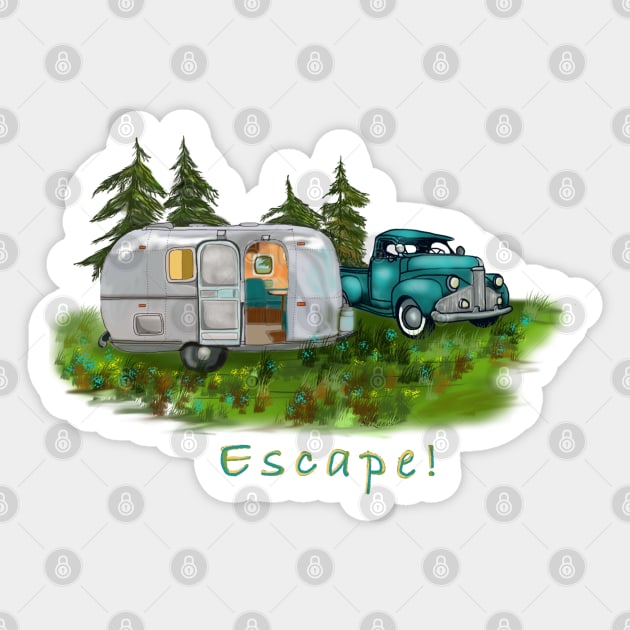 Escape! Lets go Camping....... Sticker by Salzanos